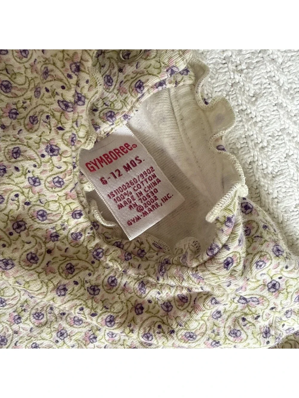 Vintage 2002 Gymboree Pink Floral Paisley Ruffle Collar Bodysuit 6-12M Snap